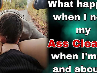 Blonde Domina Makes Slave Clean Her Ass Outside Car