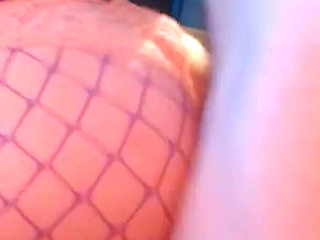 Gamer Girl in Fishnets Gets on Her Knees