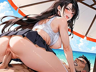 Public Sex on the Beach with a Stranger Ass and Pussy Creampie