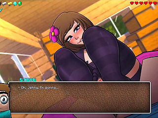 Hornycraft Minecraft Parody - Jenny Gives Steve a Hot Footjob for a Diamond! (hentai Game Gameplay)