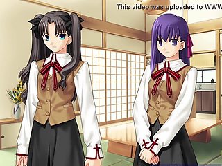 Gamer girl in hentai adventure with a big cock and large assets