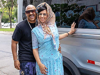 Plump Granny with Glasses Takes BBC in Van Doggystyle