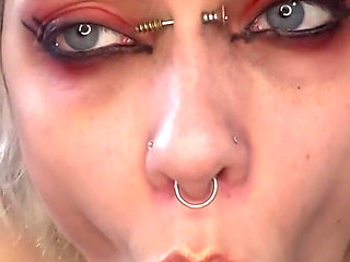 Stepsister Fucks Her Lipstick off Blowjob Spit Fetish Long Tongue