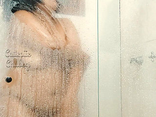 BBW Ebony Taking a Hot Shower