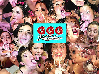 Sexy Brunette Loves Taking Giant Dicks in Her Horny Pussies and Swallows Cum Gangbang