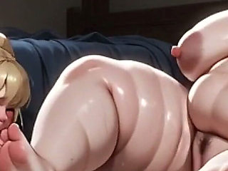 Two SSBBW Lesbian Foot Play - Submissive SSBBW Licks Feet Moaning