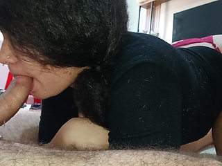 SHE SUCKS HARD ON THIS COCK, SHAKING AND DEVOURING IT WITH HER BLOWJOB