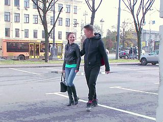 Raven-haired Russian cutie Leksy Fox teases in her jeans and bra