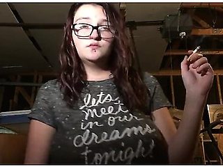 Hot Teen Babe Smokin In Garage