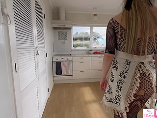 Man hires a naughty maid and fucks her while cleaning and cooking