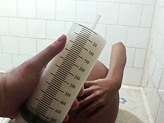Milk Enema Play: Deep Fill and Messy Release