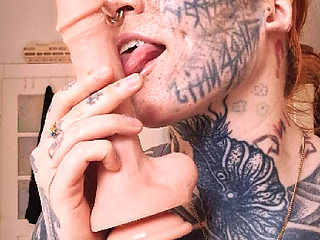 Blowjob on a Realistic Dildo