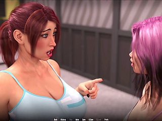 Busty redhead in a visual novel adventure for first-timers