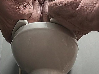 She's Enjoying Rubbing Her Pussy on the Toilet