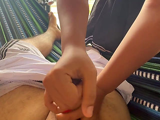 Wife Masturbates Me in Public Because She Likes to Feel the Risk of Being Caught