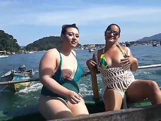 Exhibitionism on the Boat in Public with Paty Butt and Her Stepcousin Agatha Ludovino