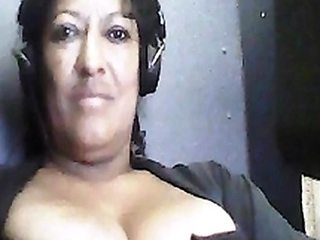 Sexy Latina Mom Plays with Her Big Tits on Webcam
