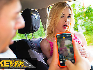 Cute petite British blonde loves hard sex outside - Fake Driving School