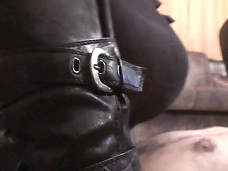 Sitting on slave's face in black pantyhose