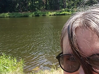 Nymeria Malfoy pees by the river