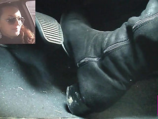 Driving Fast in Black Suede Knee High Boots