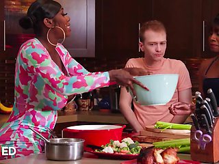 Stepmom's best frined getting the taste of my big white cock