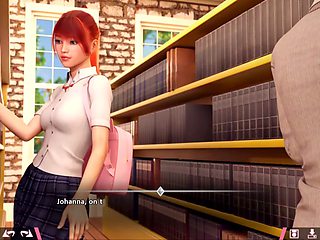 Rina Serizawa in a naughty Naruto scene doing homework in the library