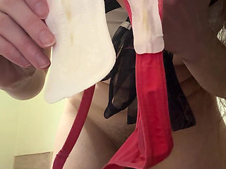 Russian Girl Shows Dirty Panties and Worn Panty Liners