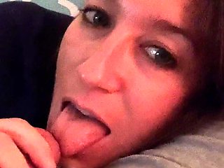 Mature brunette amateur giving a great POV blowjob