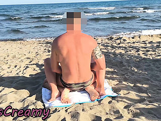 Caught by a Girl During Beach Sex – Miss Creamy Stepsister Blowjob and Huge Cumshot in Public