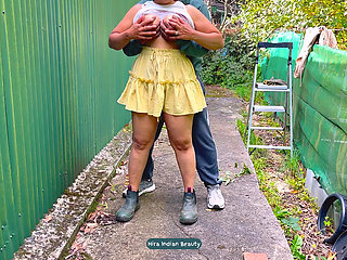 Neighbour Jumping Off Fence for Intense Standing Anal Doggy Fuck and Deepthroat Indian Wife