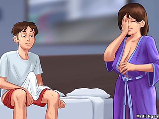 Stepmom from Summertime Saga makes her stepson blow his load on her big titties