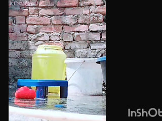 The village woman bathes in the open, undresses, entices everyone