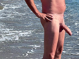 Pussy in the wave pool by the sea