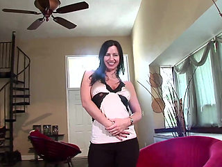 Hot brunette milf gives an amazing handjob