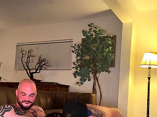 Bi guys fuck hairy girl until they both cum