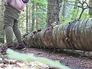 Nerdy Faery Hiker Peeing in Forest - Amateur Outdoor Voyeur HD