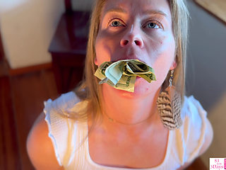 Twenty-dollar bills stuffed in Pussy & Cum On Face