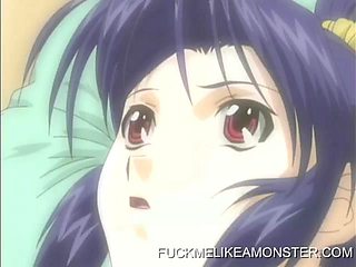 Cum covered japanese anime slut in fuck session gets banged