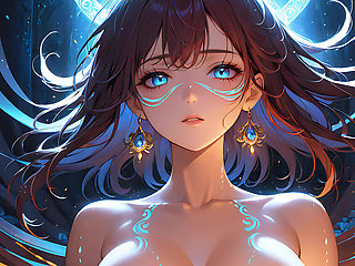 Trance of Light a Beautiful Young Woman with Mystical Glowing Markings