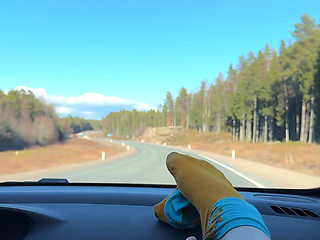 Feet on the dashboard