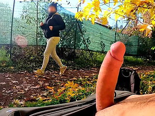 Dickflash in the Park: a Slutty Milf Can't Resist to Give a Me a Hard Titty Fuck