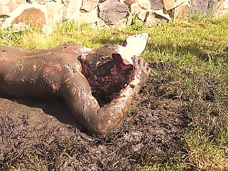 Humiliate, spit and piss on the filthy pig - PEE and MUD