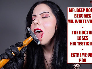 Mr. Deep Voice Becomes Mr. White Voice - the Doctor Loses His Testicles - Extreme CBT POV