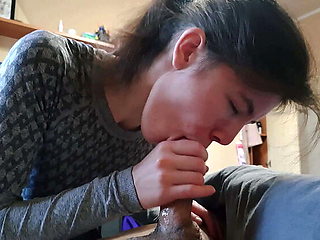 Morning Blowjob to Wake Up - Sweet and Gentle BJ from Innocent Brunette Teen