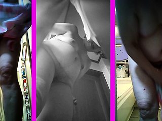 Ugly mother Yoriko, 73 years old, undressing, 3 screen voyeu