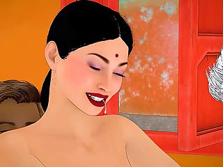 Chubby Indian bhabhi gets double teamed by her landlord and milkman in animated gangbang