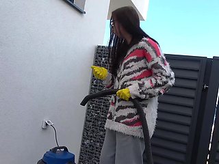 Public fuck with two women who crave FFM sex and money