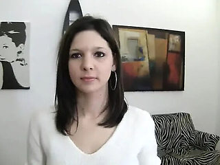 Sweet 19yo brunette cutie fingers her bald pussy in POV