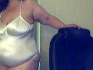 Big-Titted BBW Granny on Webcam in Satin Body Suit
